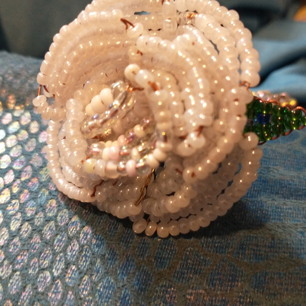 White Beaded Rose